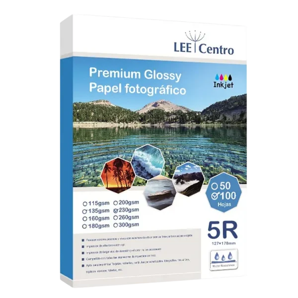 Papel Fotográfico Glossy 230g 5R 100 Hojas Lee Centro — Once Print
