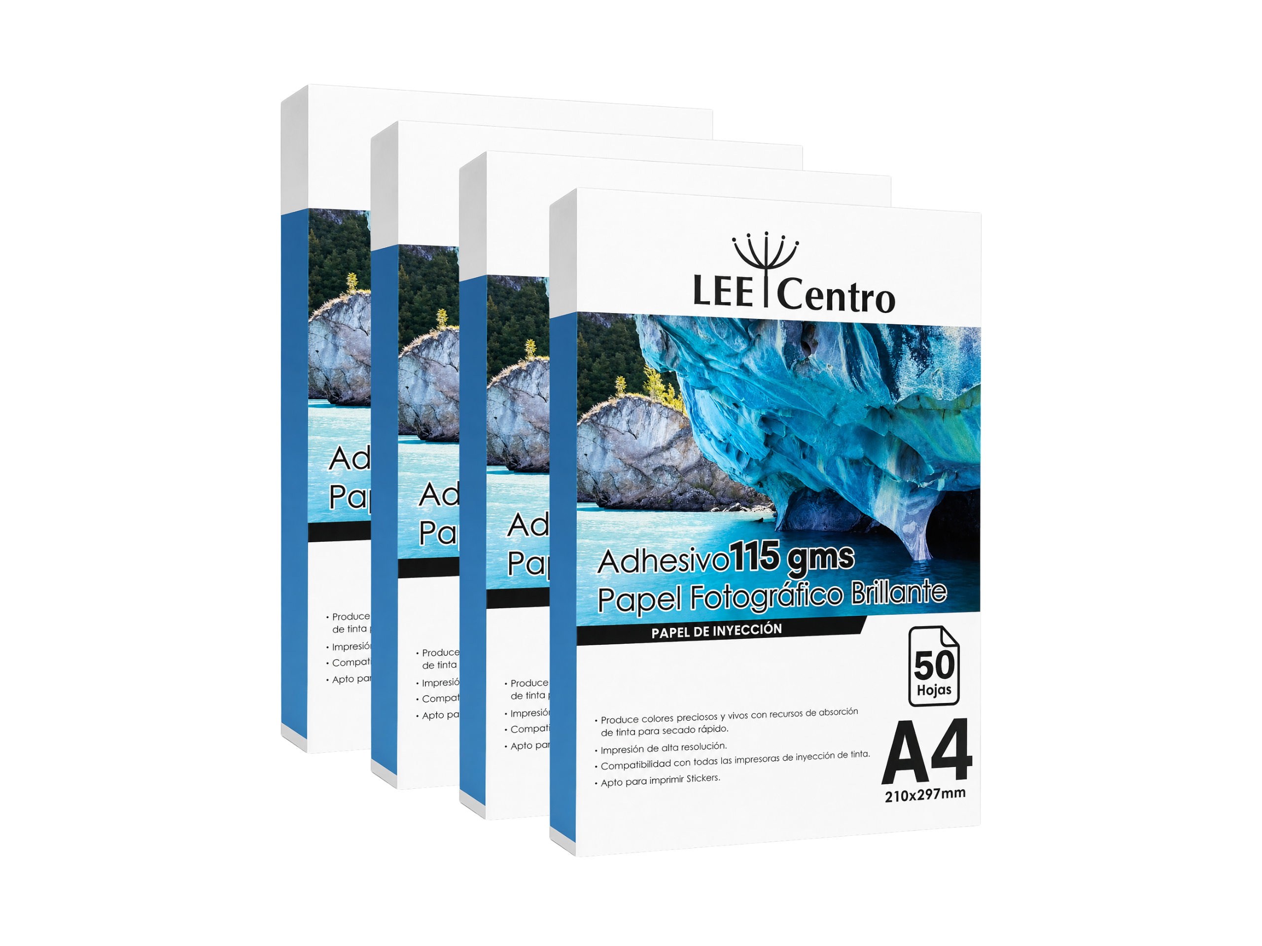 SÚPER PROMO 4 Resmas Papel adhesivo Glossy 115G A4 50 Hojas LeeCentro